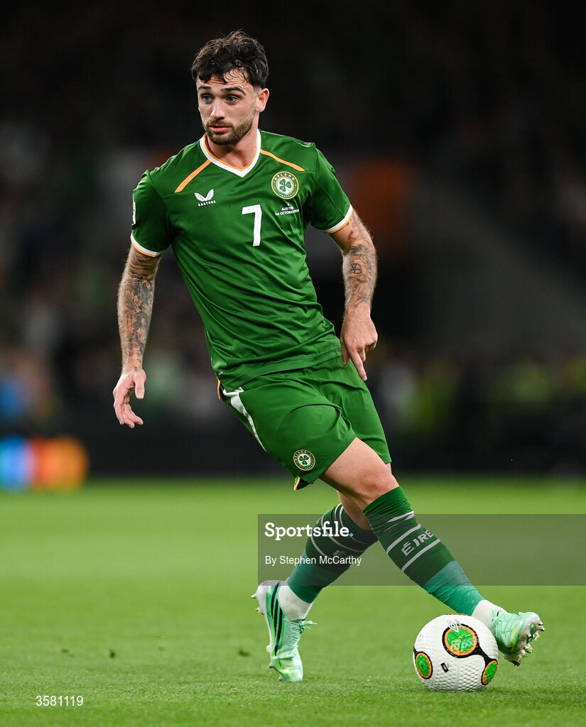 1 October 2026; Troy Parrott of Republic of Ireland during the UEFA Nations League B match between the Republic of Ireland and Austria at the Aviva Stadium in Dublin. Photo by Stephen McCarthy/Sportsfile