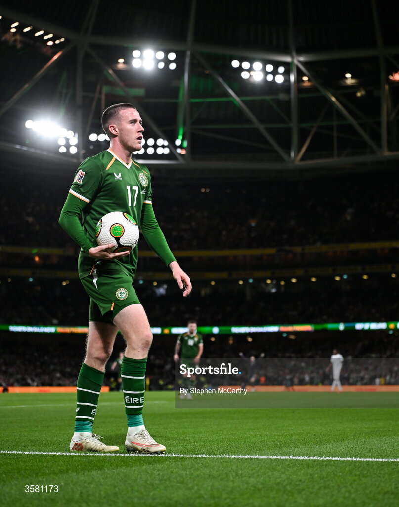 1 October 2026; Jack Moylan of Republic of Ireland during the UEFA Nations League B match between the Republic of Ireland and Austria at the Aviva Stadium in Dublin. Photo by Stephen McCarthy/Sportsfile