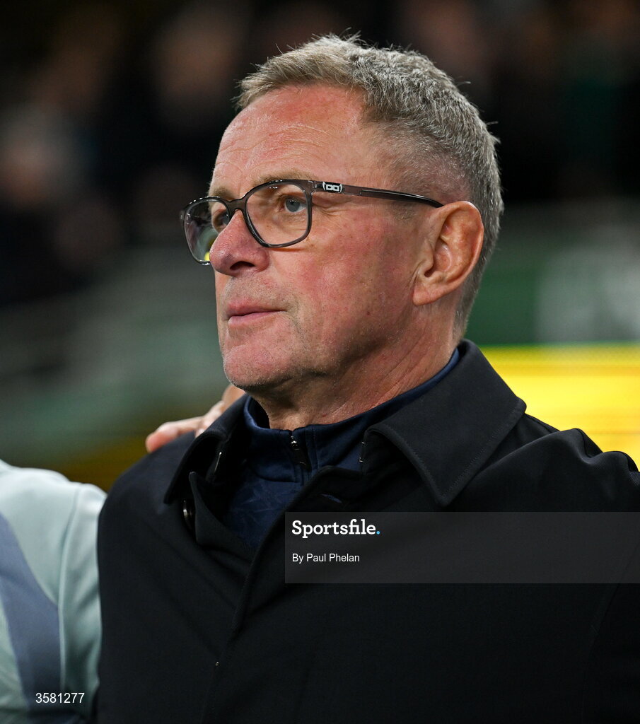 1 October 2026; Austria head coach Ralf Rangnick before the UEFA Nations League B match between the Republic of Ireland and Austria at the Aviva Stadium in Dublin. Photo by Paul Phelan/Sportsfile