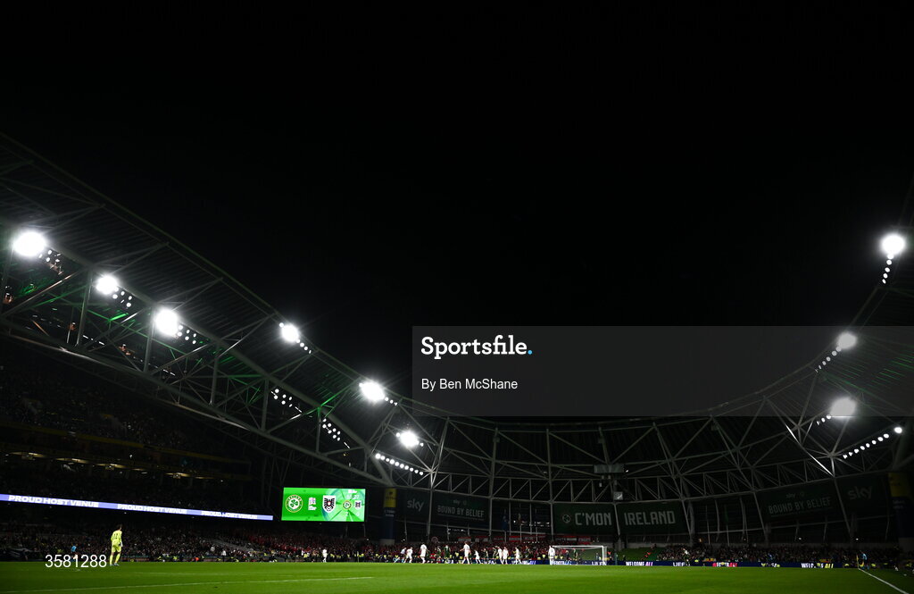 1 October 2026; A general view during the UEFA Nations League B match between the Republic of Ireland and Austria at the Aviva Stadium in Dublin. Photo by Ben McShane/Sportsfile