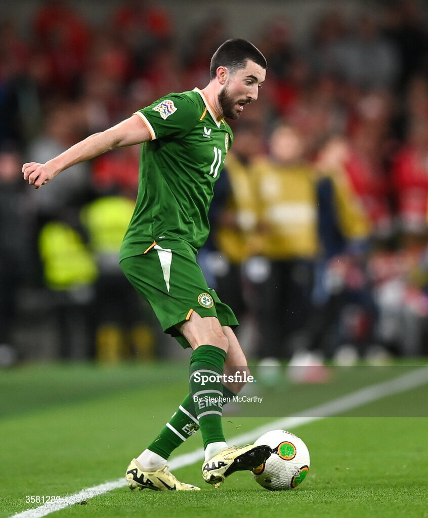 1 October 2026; Finn Azaz of Republic of Ireland during the UEFA Nations League B match between the Republic of Ireland and Austria at the Aviva Stadium in Dublin. Photo by Stephen McCarthy/Sportsfile