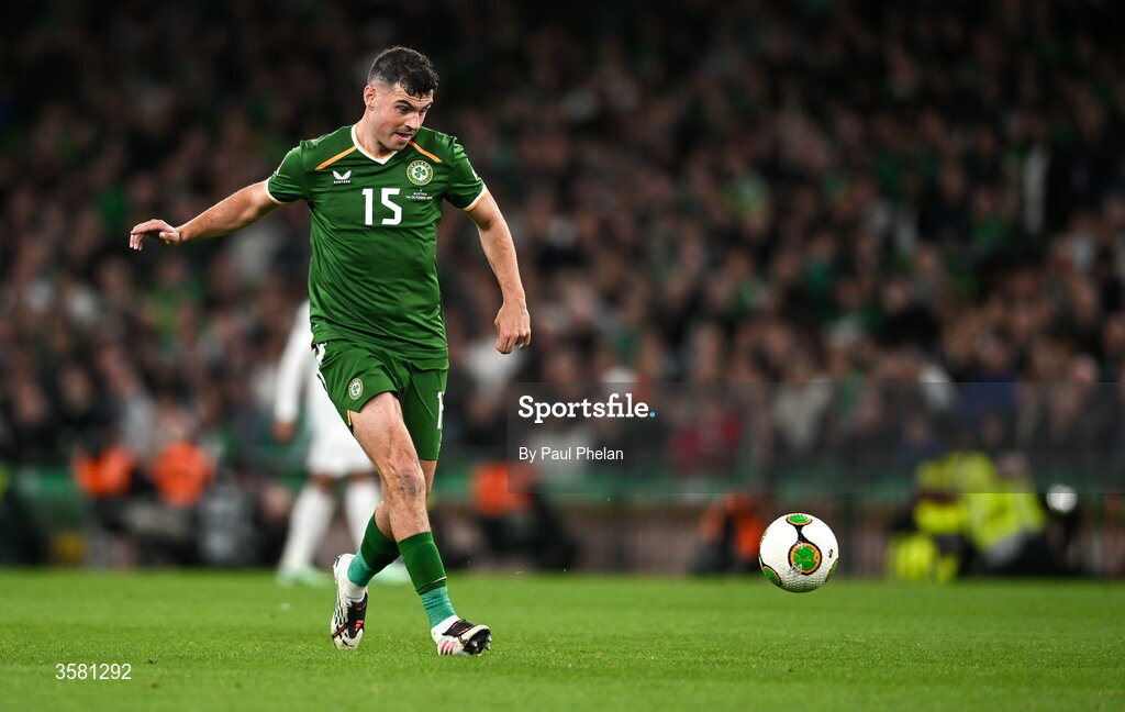 1 October 2026; John Egan of Republic of Ireland during the UEFA Nations League B match between the Republic of Ireland and Austria at the Aviva Stadium in Dublin. Photo by Paul Phelan/Sportsfile