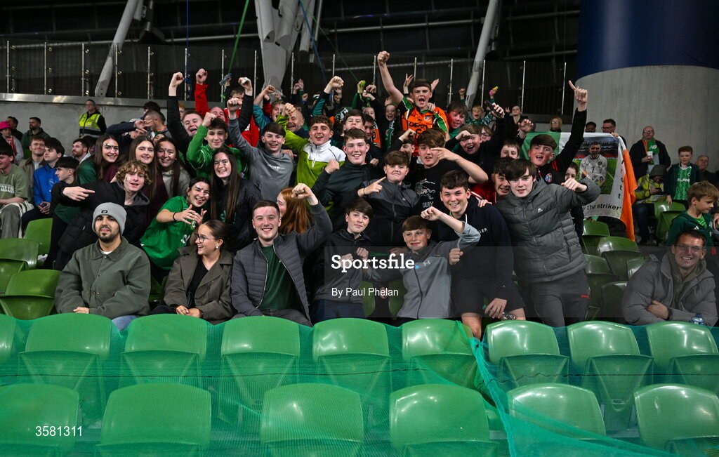 1 October 2026; Republic of Ireland supporters during the UEFA Nations League B match between the Republic of Ireland and Austria at the Aviva Stadium in Dublin. Photo by Paul Phelan/Sportsfile