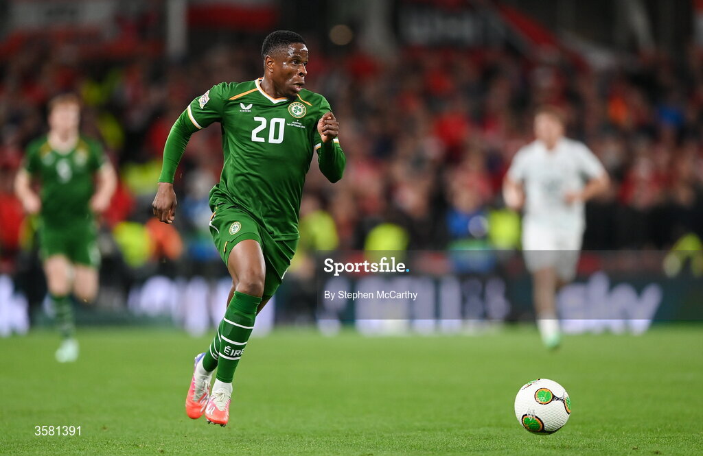 1 October 2026; Chiedozie Ogbene of Republic of Ireland during the UEFA Nations League B match between the Republic of Ireland and Austria at the Aviva Stadium in Dublin. Photo by Stephen McCarthy/Sportsfile
