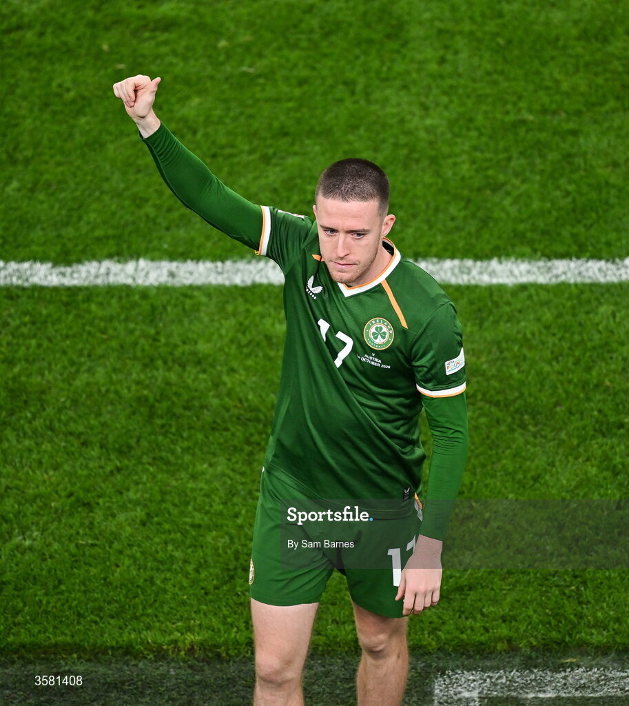 1 October 2026; Jack Moylan of Republic of Ireland after the UEFA Nations League B match between the Republic of Ireland and Austria at the Aviva Stadium in Dublin. Photo by Sam Barnes/Sportsfile