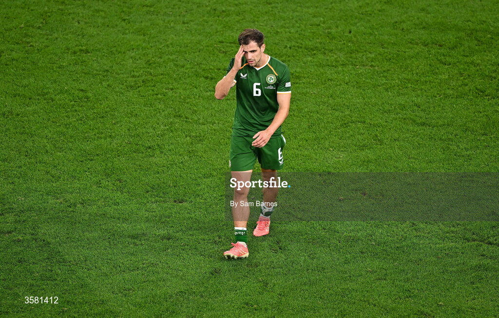 1 October 2026; Jayson Molumby of Republic of Ireland reacts after the UEFA Nations League B match between the Republic of Ireland and Austria at the Aviva Stadium in Dublin. Photo by Sam Barnes/Sportsfile