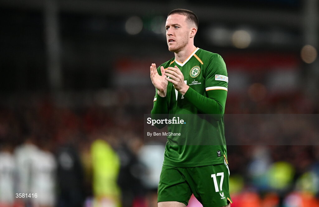 1 October 2026; Jack Moylan of Republic of Ireland after the UEFA Nations League B match between the Republic of Ireland and Austria at the Aviva Stadium in Dublin. Photo by Ben McShane/Sportsfile