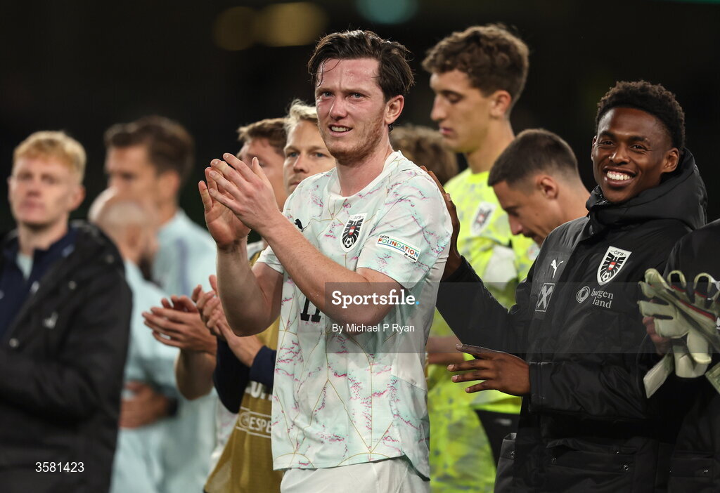 1 October 2026; Michael Gregoritsch of Austria after the UEFA Nations League B match between the Republic of Ireland and Austria at the Aviva Stadium in Dublin. Photo by Michael P Ryan/Sportsfile