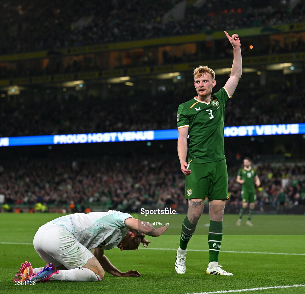 1 October 2026; Liam Scales of Republic of Ireland during the UEFA Nations League B match between the Republic of Ireland and Austria at the Aviva Stadium in Dublin. Photo by Paul Phelan/Sportsfile