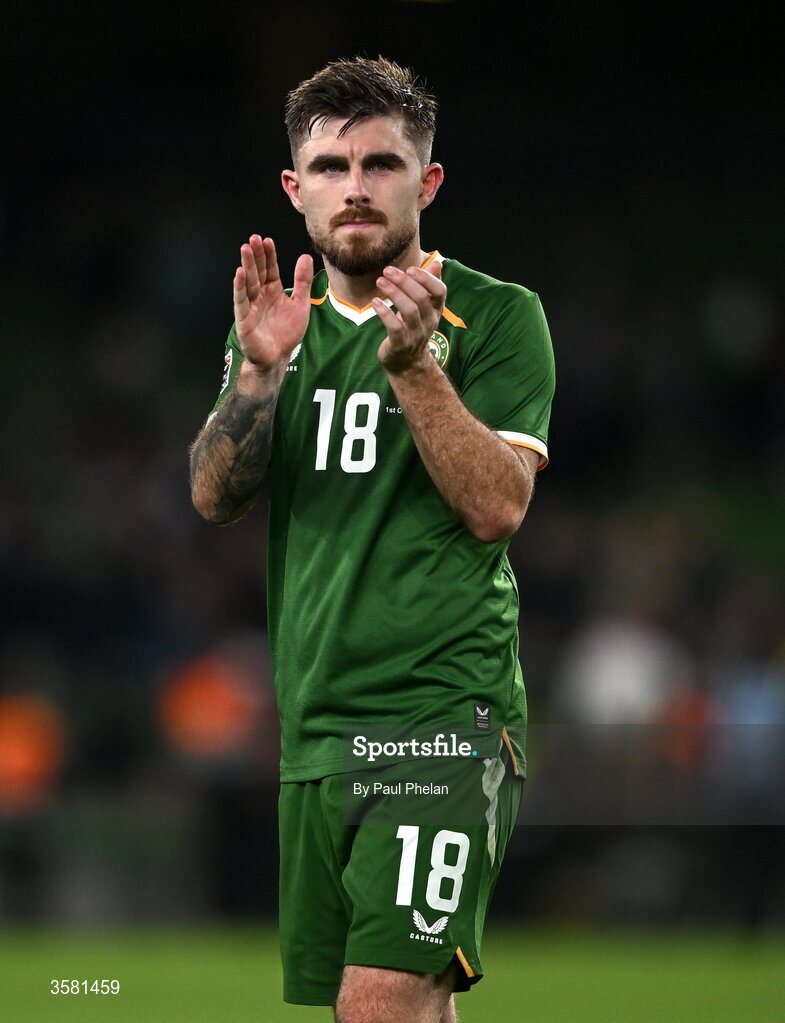 1 October 2026; Ryan Manning of Republic of Ireland after the UEFA Nations League B match between the Republic of Ireland and Austria at the Aviva Stadium in Dublin. Photo by Paul Phelan/Sportsfile