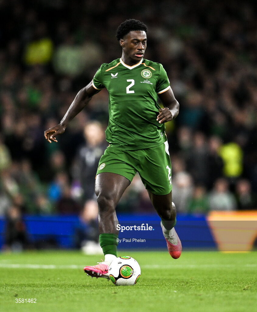1 October 2026; James Abankwah of Republic of Ireland during the UEFA Nations League B match between the Republic of Ireland and Austria at the Aviva Stadium in Dublin. Photo by Paul Phelan/Sportsfile