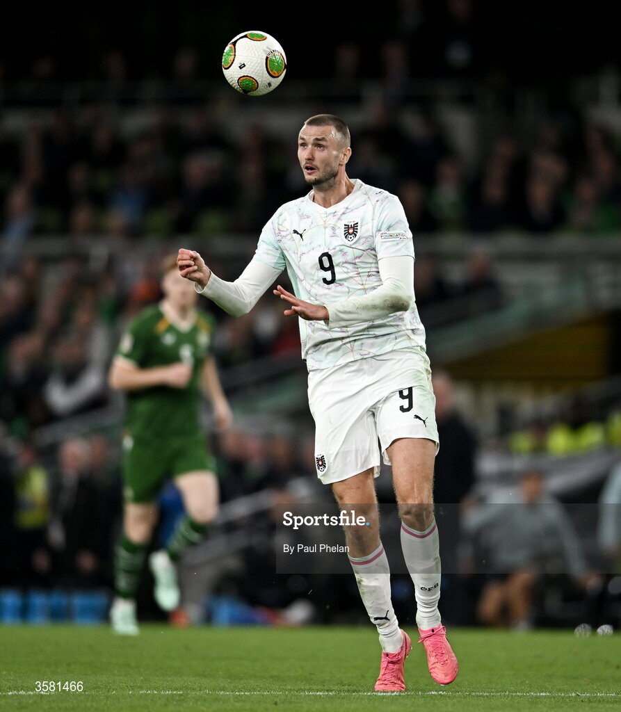 1 October 2026; Sasa Kalajdzic of Austria during the UEFA Nations League B match between the Republic of Ireland and Austria at the Aviva Stadium in Dublin. Photo by Paul Phelan/Sportsfile