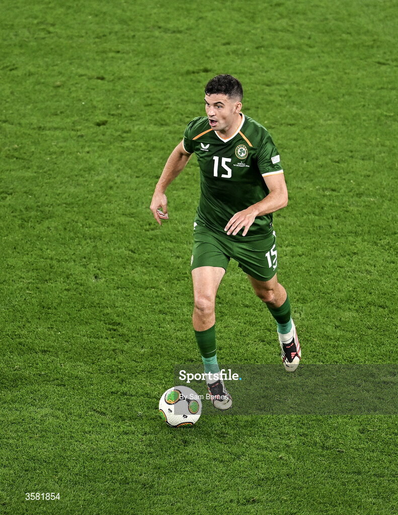 1 October 2026; John Egan of Republic of Ireland during the UEFA Nations League B match between the Republic of Ireland and Austria at the Aviva Stadium in Dublin. Photo by Sam Barnes/Sportsfile
