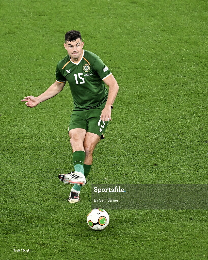 1 October 2026; John Egan of Republic of Ireland during the UEFA Nations League B match between the Republic of Ireland and Austria at the Aviva Stadium in Dublin. Photo by Sam Barnes/Sportsfile