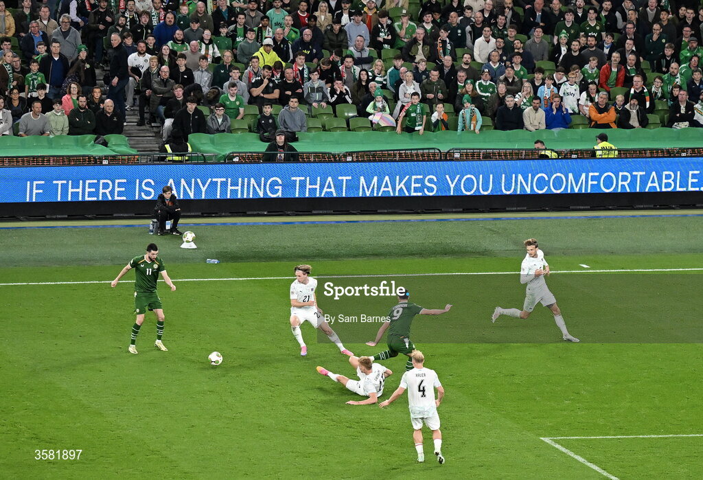 1 October 2026; A general view of the action during the UEFA Nations League B match between the Republic of Ireland and Austria at the Aviva Stadium in Dublin. Photo by Sam Barnes/Sportsfile