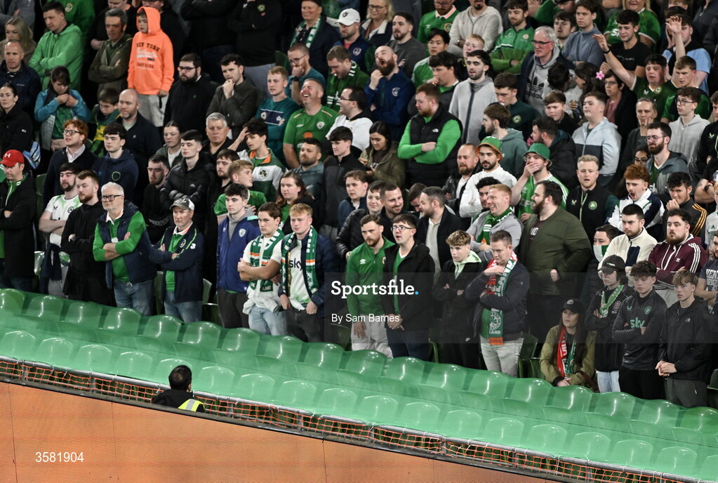 1 October 2026; Netting in front of supporters during the UEFA Nations League B match between the Republic of Ireland and Austria at the Aviva Stadium in Dublin. Photo by Sam Barnes/Sportsfile
