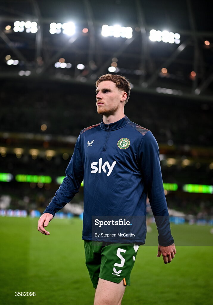 1 October 2026; Jake O'Brien of Republic of Ireland before the UEFA Nations League B match between the Republic of Ireland and Austria at the Aviva Stadium in Dublin. Photo by Stephen McCarthy/Sportsfile