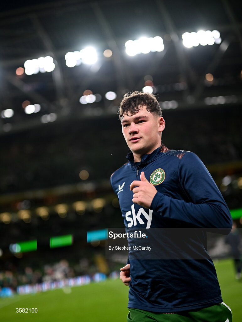 1 October 2026; Owen Elding of Republic of Ireland before the UEFA Nations League B match between the Republic of Ireland and Austria at the Aviva Stadium in Dublin. Photo by Stephen McCarthy/Sportsfile
