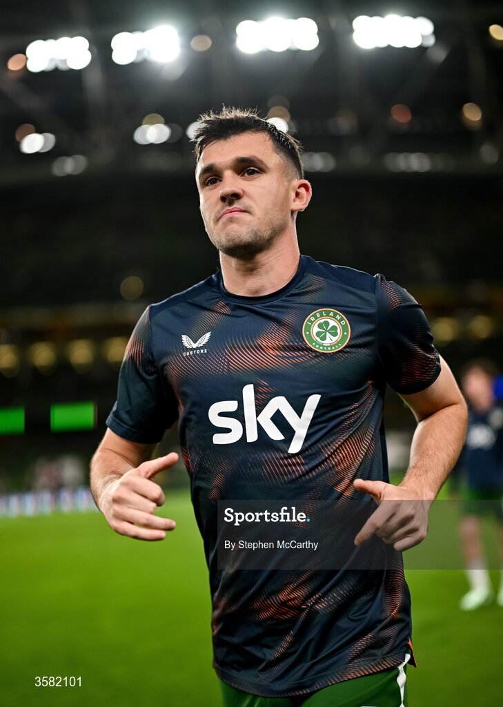1 October 2026; Jason Knight of Republic of Ireland before the UEFA Nations League B match between the Republic of Ireland and Austria at the Aviva Stadium in Dublin. Photo by Stephen McCarthy/Sportsfile