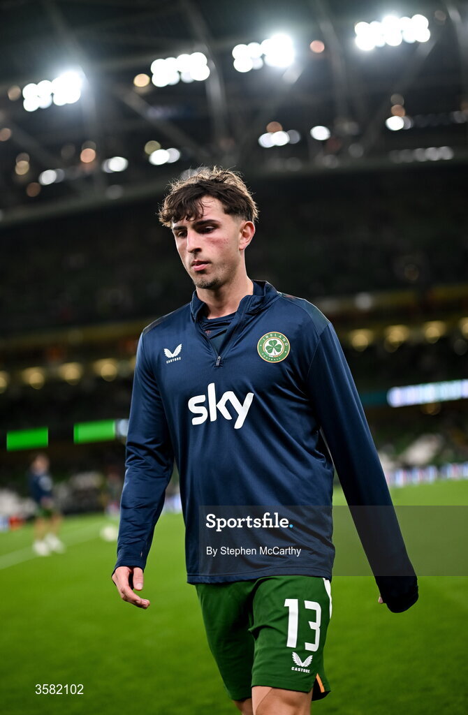 1 October 2026; Rocco Vata of Republic of Ireland before the UEFA Nations League B match between the Republic of Ireland and Austria at the Aviva Stadium in Dublin. Photo by Stephen McCarthy/Sportsfile