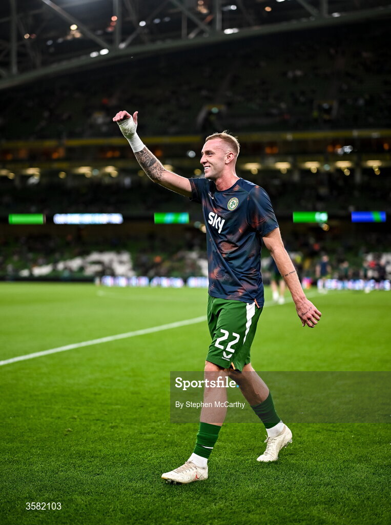 1 October 2026; Killian Phillips of Republic of Ireland before the UEFA Nations League B match between the Republic of Ireland and Austria at the Aviva Stadium in Dublin. Photo by Stephen McCarthy/Sportsfile