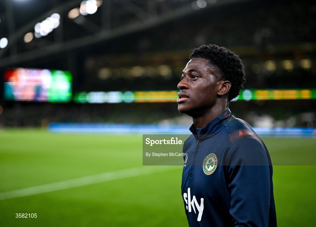 1 October 2026; James Abankwah of Republic of Ireland before the UEFA Nations League B match between the Republic of Ireland and Austria at the Aviva Stadium in Dublin. Photo by Stephen McCarthy/Sportsfile