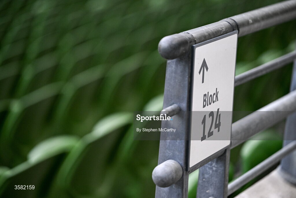 1 October 2026; Seat and directional signage in the stadium before during the UEFA Nations League B match between the Republic of Ireland and Austria at the Aviva Stadium in Dublin. Photo by Stephen McCarthy/Sportsfile