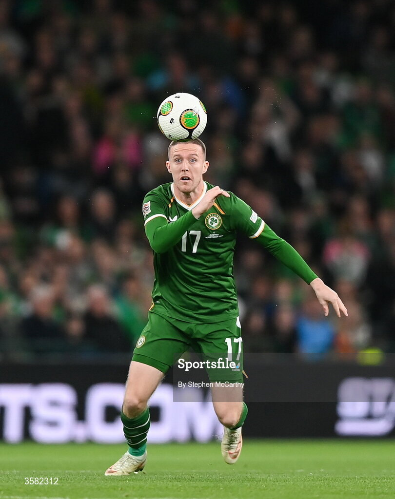 1 October 2026; Jack Moylan of Republic of Ireland during the UEFA Nations League B match between the Republic of Ireland and Austria at the Aviva Stadium in Dublin. Photo by Stephen McCarthy/Sportsfile