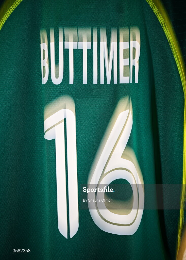 3 October 2026; The jersey of Beth Buttimer of Ireland is seen hanging in the dressing room ahead of the International Women's Rugby fixture between Ireland and Japan at Virgin Media Park in Cork. Photo by Shauna Clinton/Sportsfile