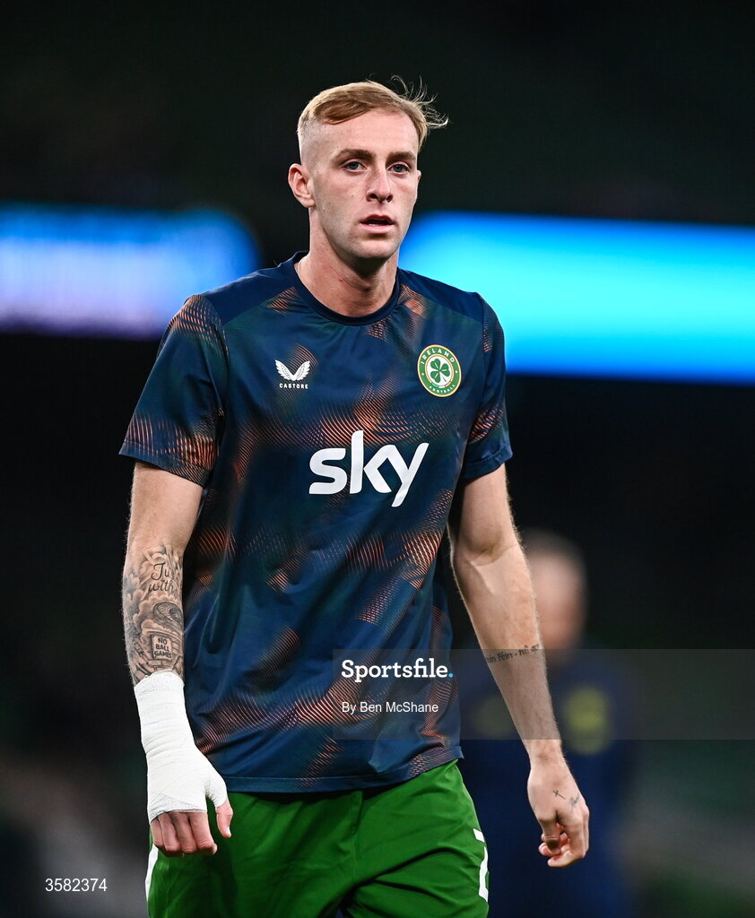 1 October 2026; Killian Phillips of Republic of Ireland before the UEFA Nations League B match between the Republic of Ireland and Austria at the Aviva Stadium in Dublin. Photo by Ben McShane/Sportsfile