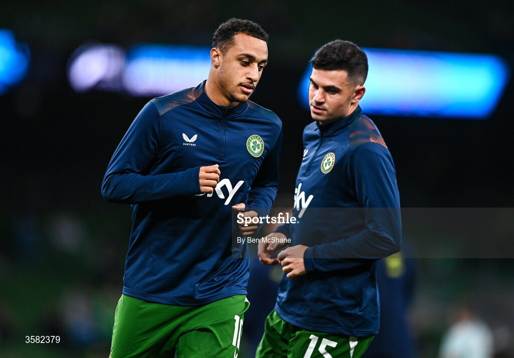 1 October 2026; Adam Idah of Republic of Ireland before the UEFA Nations League B match between the Republic of Ireland and Austria at the Aviva Stadium in Dublin. Photo by Ben McShane/Sportsfile