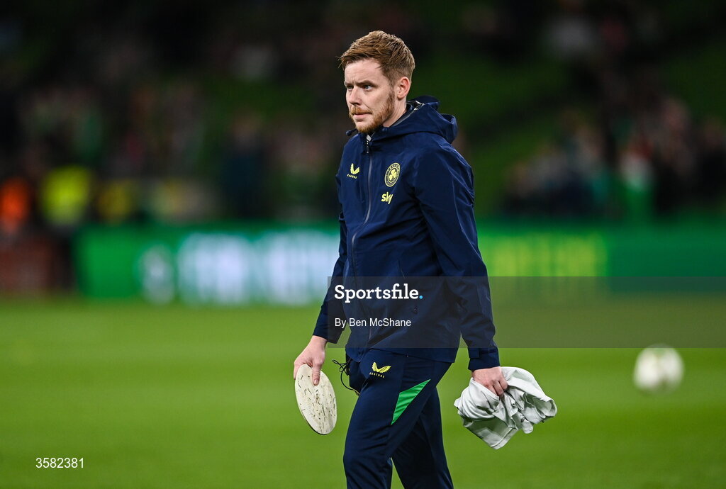 1 October 2026; Republic of Ireland athletic therapist Sam Rice before the UEFA Nations League B match between the Republic of Ireland and Austria at the Aviva Stadium in Dublin. Photo by Ben McShane/Sportsfile