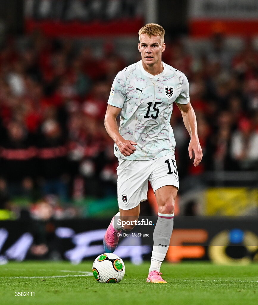 1 October 2026; Philipp Lienhart of Austria during the UEFA Nations League B match between the Republic of Ireland and Austria at the Aviva Stadium in Dublin. Photo by Ben McShane/Sportsfile
