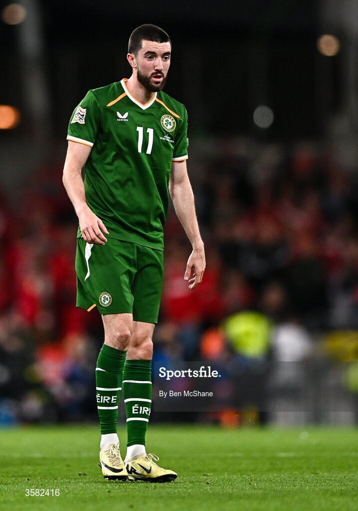 1 October 2026; Finn Azaz of Republic of Ireland during the UEFA Nations League B match between the Republic of Ireland and Austria at the Aviva Stadium in Dublin. Photo by Ben McShane/Sportsfile