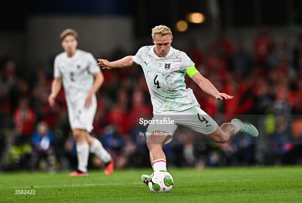1 October 2026; Xaver Schlager of Austria during the UEFA Nations League B match between the Republic of Ireland and Austria at the Aviva Stadium in Dublin. Photo by Ben McShane/Sportsfile