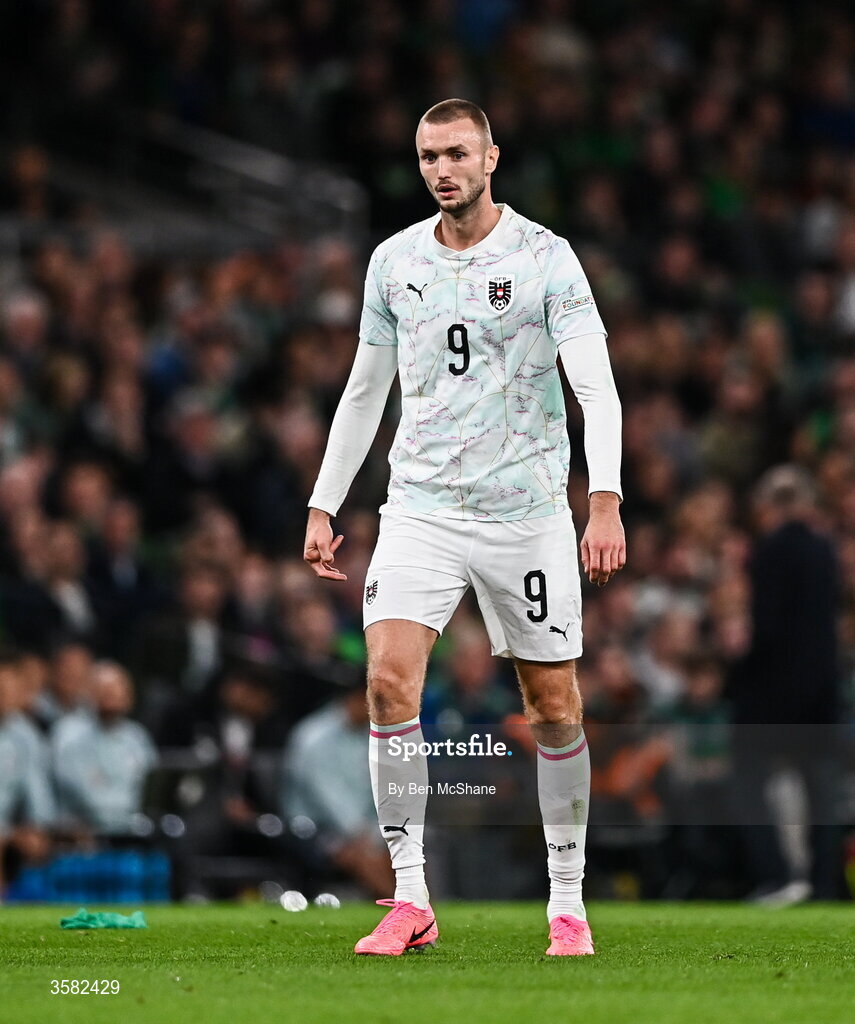 1 October 2026; Sasa Kalajdzic of Austria during the UEFA Nations League B match between the Republic of Ireland and Austria at the Aviva Stadium in Dublin. Photo by Ben McShane/Sportsfile