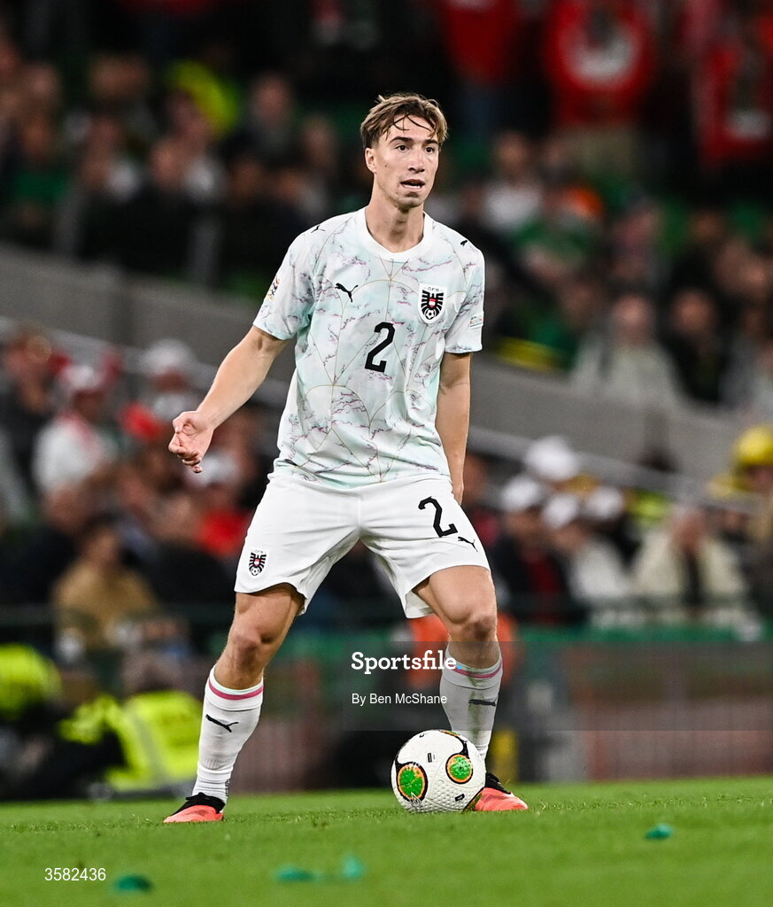 1 October 2026; David Affengruber of Austria during the UEFA Nations League B match between the Republic of Ireland and Austria at the Aviva Stadium in Dublin. Photo by Ben McShane/Sportsfile