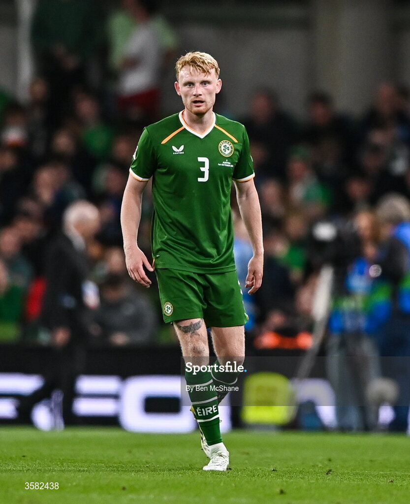 1 October 2026; Liam Scales of Republic of Ireland during the UEFA Nations League B match between the Republic of Ireland and Austria at the Aviva Stadium in Dublin. Photo by Ben McShane/Sportsfile
