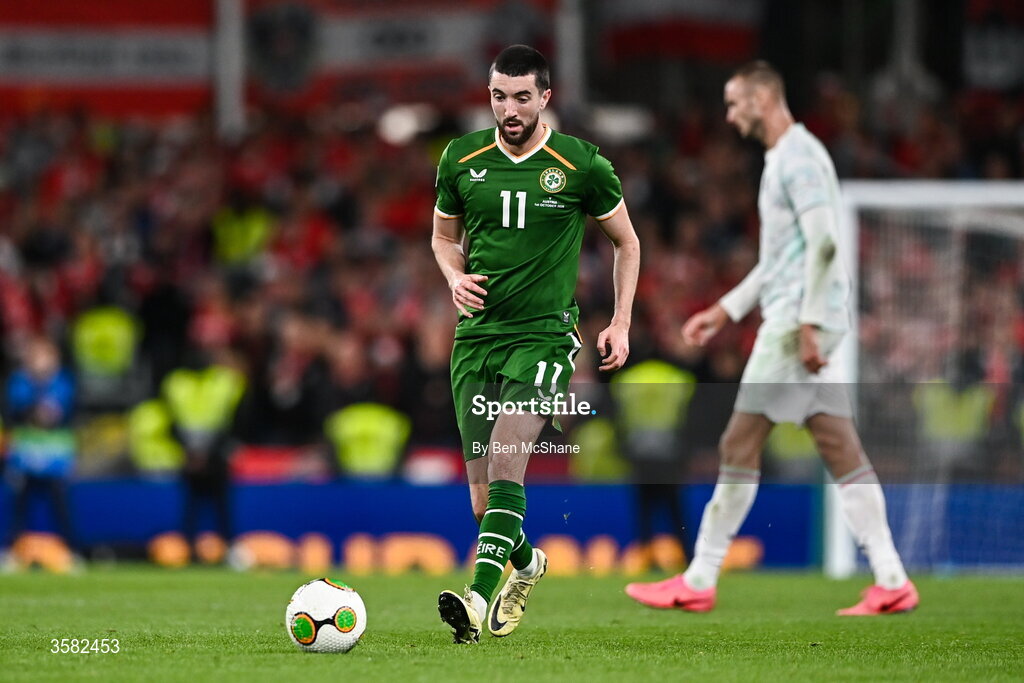 1 October 2026; Finn Azaz of Republic of Ireland during the UEFA Nations League B match between the Republic of Ireland and Austria at the Aviva Stadium in Dublin. Photo by Ben McShane/Sportsfile