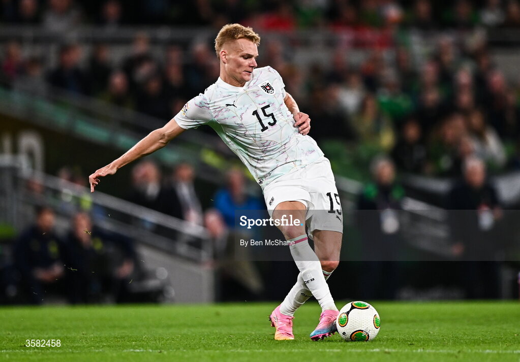 1 October 2026; Philipp Lienhart of Austria during the UEFA Nations League B match between the Republic of Ireland and Austria at the Aviva Stadium in Dublin. Photo by Ben McShane/Sportsfile