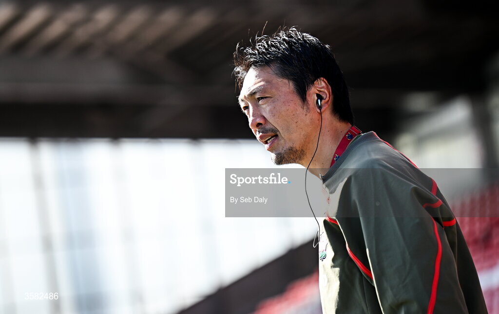3 October 2026; Japan head coach Toshizumi Kitagawa before the International Women's Rugby fixture between Ireland and Japan at Virgin Media Park in Cork. Photo by Seb Daly/Sportsfile