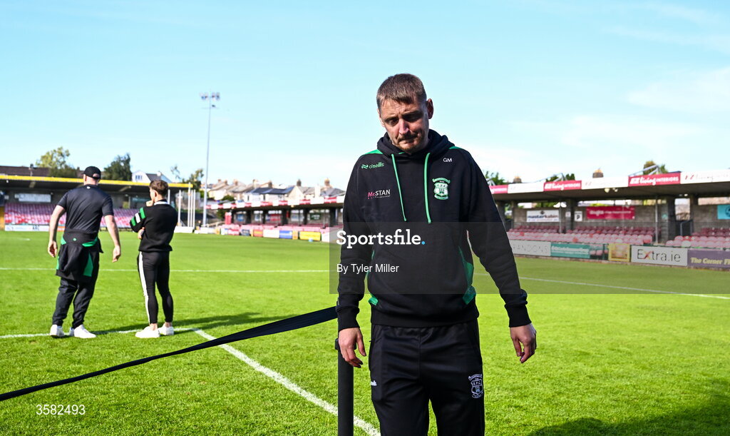 3 October 2026; Evergreen FC manager Gary Maher before the FAI Junior Cup final between Coachford and Evergreen at Munster FA Turner's Cross Park in Cork. Photo by Tyler Miller/Sportsfile
