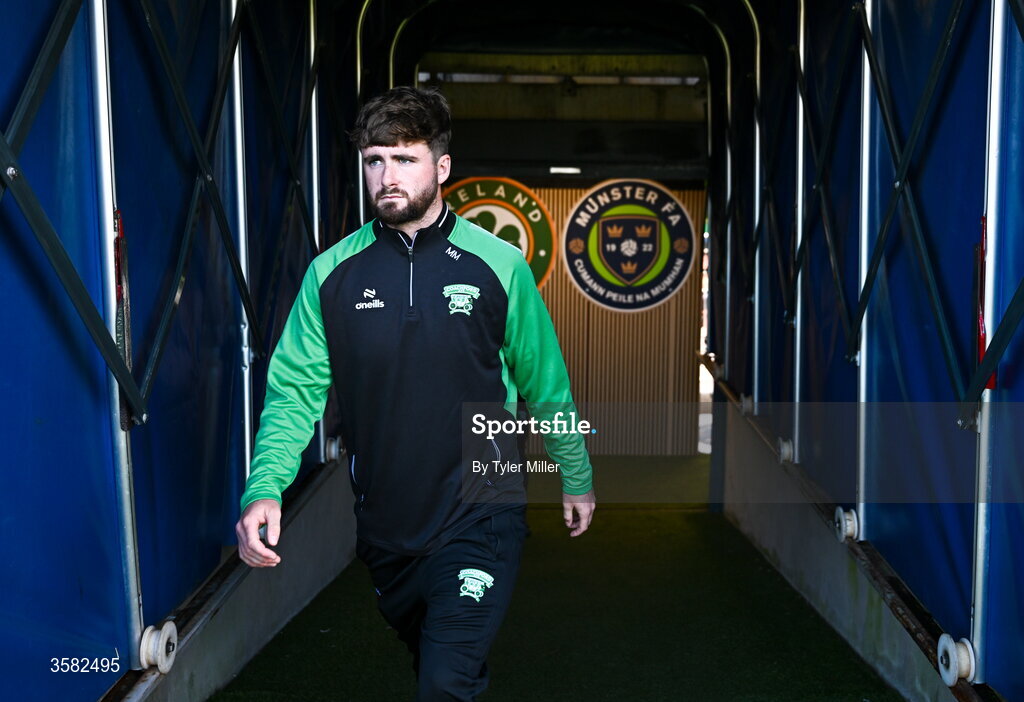 3 October 2026; Mikey Drennan of Evergreen FC before the FAI Junior Cup final between Coachford and Evergreen at Munster FA Turner's Cross Park in Cork. Photo by Tyler Miller/Sportsfile