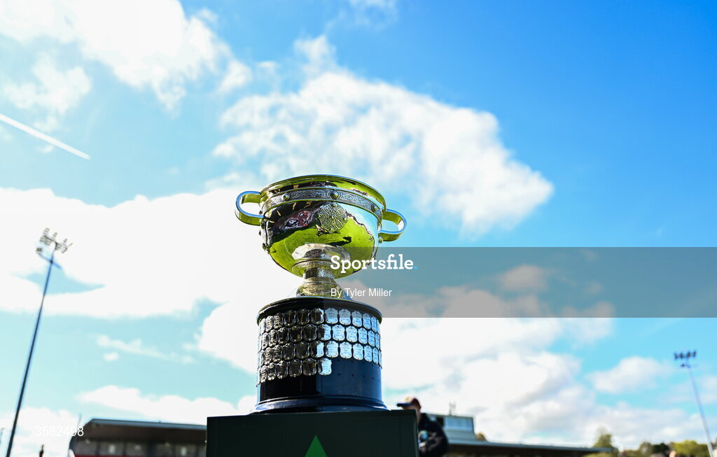 3 October 2026; A general view of the trophy before the FAI Junior Cup final between Coachford and Evergreen at Munster FA Turner's Cross Park in Cork. Photo by Tyler Miller/Sportsfile