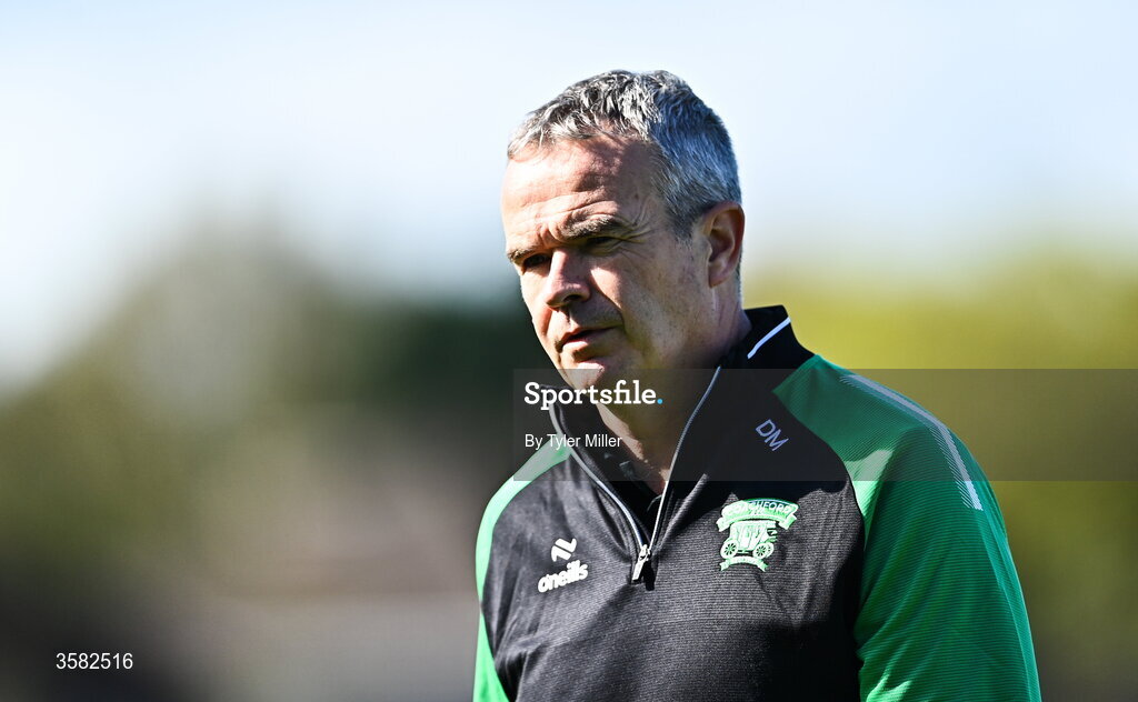 3 October 2026; Coachford manager Donal Moynihan before the FAI Junior Cup final between Coachford and Evergreen at Munster FA Turner's Cross Park in Cork. Photo by Tyler Miller/Sportsfile