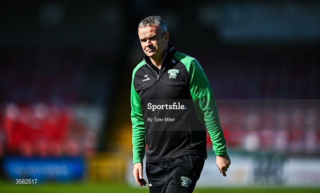 3 October 2026; Coachford manager Donal Moynihan before the FAI Junior Cup final between Coachford and Evergreen at Munster FA Turner's Cross Park in Cork. Photo by Tyler Miller/Sportsfile