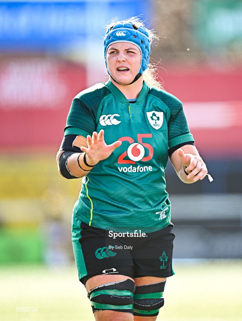 3 October 2026; Brittany Hogan of Ireland during the International Women's Rugby fixture between Ireland and Japan at Virgin Media Park in Cork. Photo by Seb Daly/Sportsfile