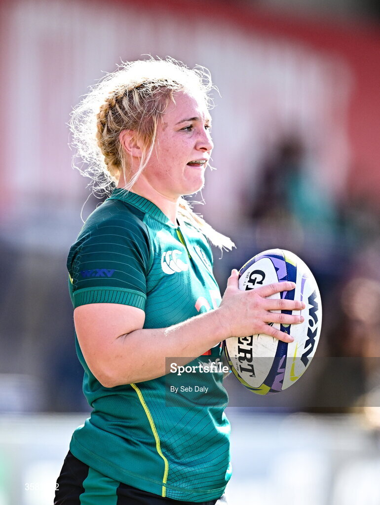 3 October 2026; Neve Jones of Ireland during the International Women's Rugby fixture between Ireland and Japan at Virgin Media Park in Cork. Photo by Seb Daly/Sportsfile