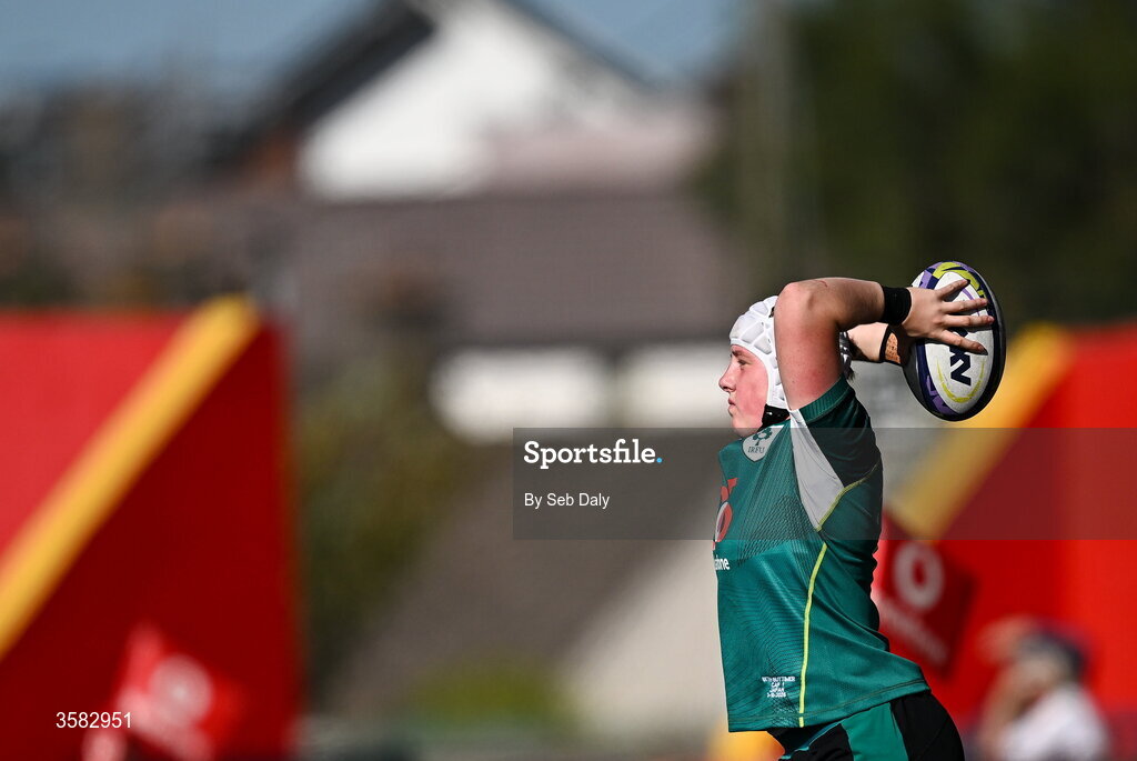 3 October 2026; Beth Buttimer of Ireland during the International Women's Rugby fixture between Ireland and Japan at Virgin Media Park in Cork. Photo by Seb Daly/Sportsfile