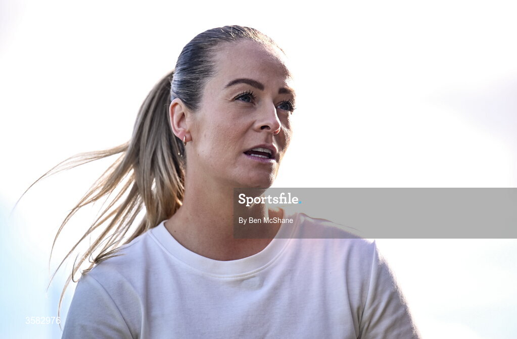 3 October 2026; Athlone head coach Lily Agg before the SSE Airtricity Women's Premier Division match between Athlone Town and Galway United at Athlone Town Stadium in Lissywollen, Athlone, Westmeath. Photo by Ben McShane/Sportsfile